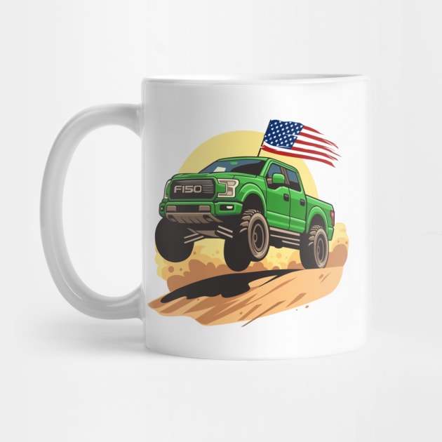 F150 car truck offroad jump on desert green by creative.z